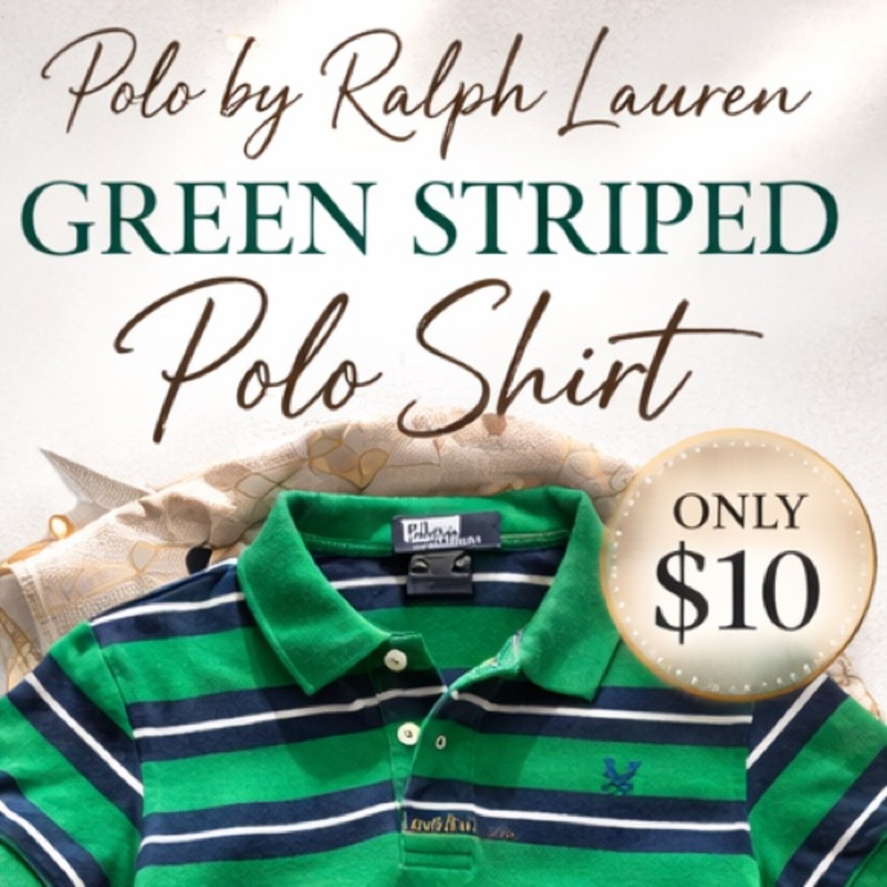 Ralph Lauren Kids Polo Shirt in Green and Navy Stripes